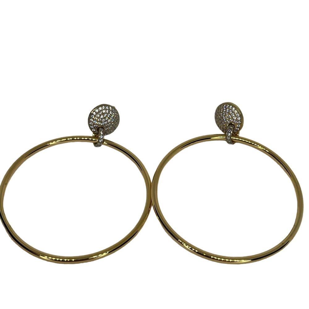 Michael Kors 14K Gold Vermeil Hoop Earrings CZ Statement Chic Women's Fashion - Picture 4 of 16